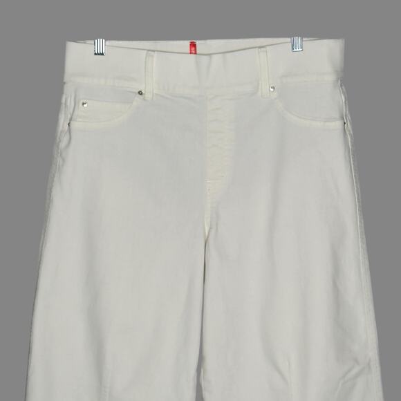 Spanx 1X Seamed Front Wide Leg Jeans Stretch High Rise Core Shaping Ecru White - Picture 5 of 12